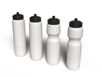 4 Sport Water Bottles 3D Model Low-poly 3D model
