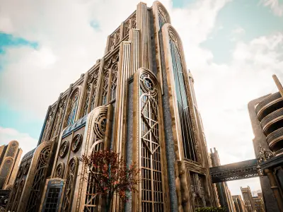 ART DECO SKYSCRAPER BUILDING 05 Low-poly 3D model