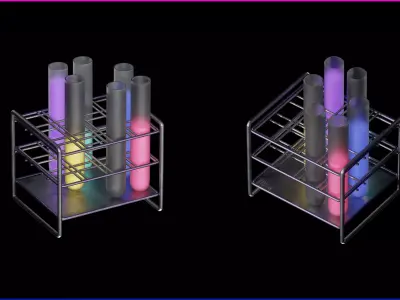 Neon Test Tubes Low-poly 3D model