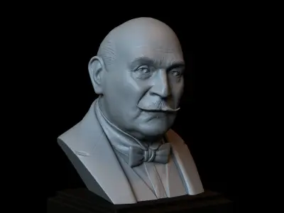 Hercule Poirot - David Suchet - portrait bust 3D print model