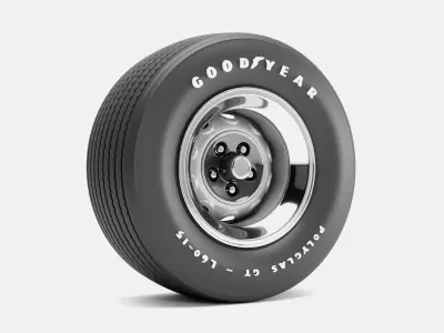 15x10 Mopar Rallye Wheel Goodyear Polyglas L60 Tire 3D print model