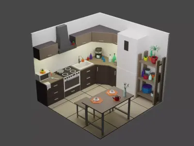 Kitchen Room 5 Low-poly 3D model
