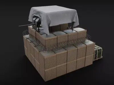 Military post structure Low-poly 3D model