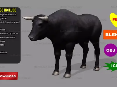 BULL ANIMATED Low-poly 3D model