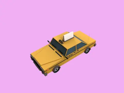 Lowpoly Taxi  Low-poly 3D model