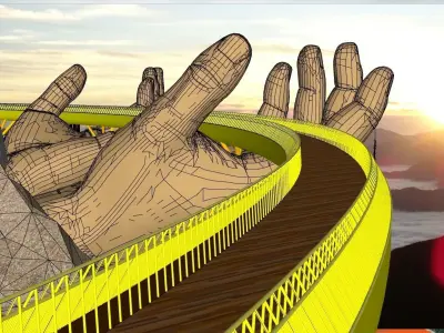 The Golden Bridge Low-poly 3D model