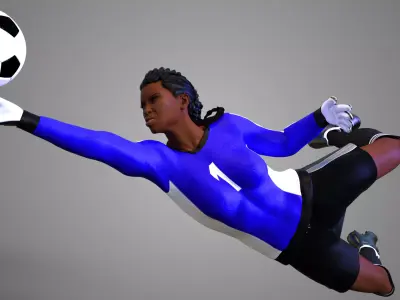 African Football Soccer GoalKeeper Female 3D model