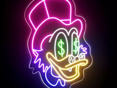 Donald Duck Neon Sign 3D model
