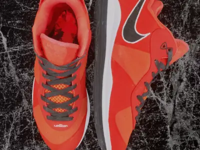 NIKE LEBRON 8 V2 SOLAR RED 3D SHOES 3D model