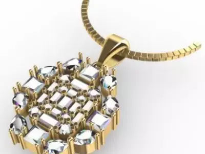 Diamond Pendant 3D model Texture 3D print model