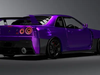 Nissan Skyline R34 STAGE2 Hycade 3D Model HQ Detail Low-poly 3D model