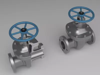 Flanged Gate Valve 3D Model with Interior Mechanical Details 3D model