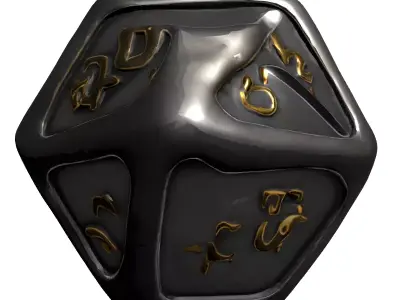Luxury Metallic D20 Dice Game Asset Low-poly 3D model