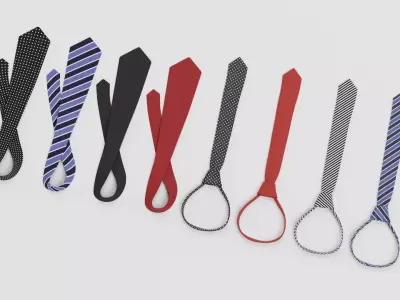 Tie Collection - 8 Classic Tied and Untied Neckties  3D model