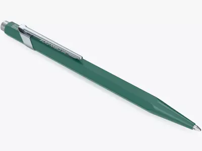Ball Pen Rolex Caran dAche Silver Green 3D model