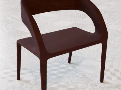 LOW POLY Burgundy Wood Chair Free Free 3D model