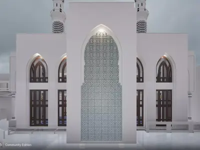 Islamic Mosque 3D Model  Realistic Architecture   Low-poly 3D model