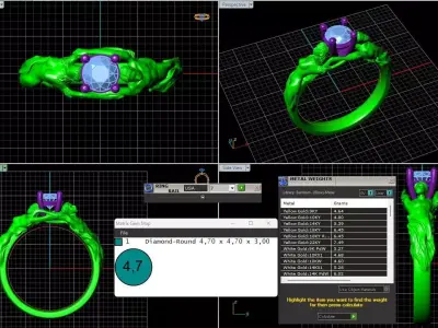 Carrera y Carrera Embrace Ring Lovers Holding Diamond STL 3DM 3D print model