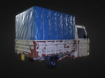 Abandoned tuktuk-inspired car Low-poly 3D model