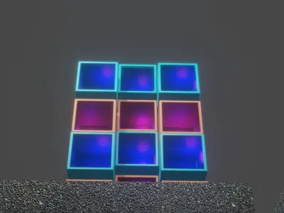 Blocky Apartments Low-poly 3D model