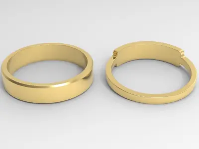 Engineer Couple Ring Gold 3D print model