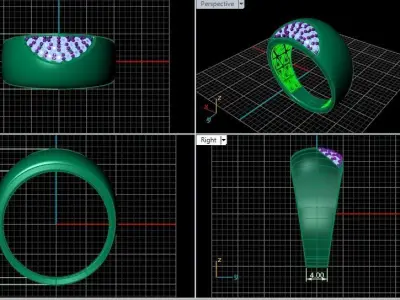 wide 3d  brilliant  gold ring 3D print model