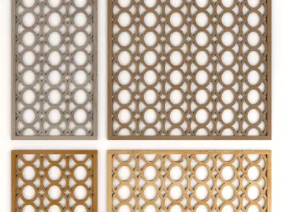 Wood Arabic Islamic pattern decorative grill screen 3D model