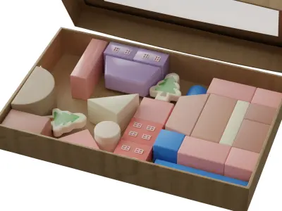 Building Block Box Low-poly 3D model