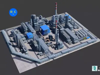 Refinery steel structure Low-poly 3D model