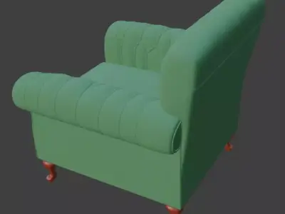Vintage Green Tufted Armchair 3D model