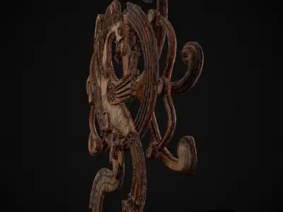 Wood Phoenix Relief Low-poly 3D model