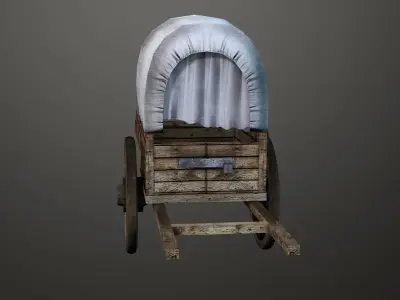 Wooden Cart low poly -3D model 3D model