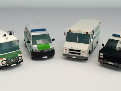 Low Poly Police Van Pack