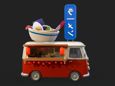 Food Trucks  Asian Edition Low-poly 3D model