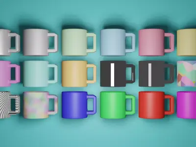Cup tea and coffee Low-poly 3D model