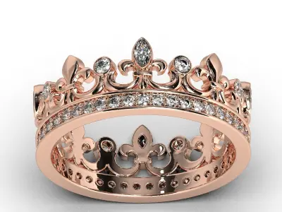 Crown ring with diamonds 3D print model 3D print model