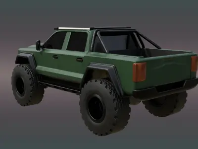 Current Green Color 4X4 Truck Low-poly 3D model
