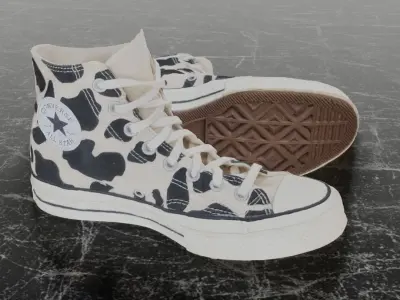 CONVERSE COW 3D SHOES - BLACK HIGH Low-poly 3D model