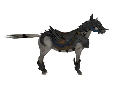 Armored Horse 3D Model  Game Ready and  Rigged Low-poly 3D model