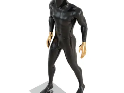 Black male mannequin with golden palms of hands 67 3D model