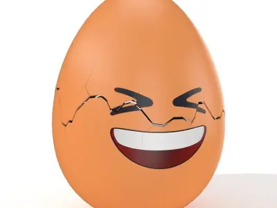 Egg Cracked Emoji N007 Low-poly 3D model