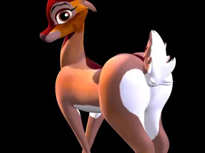 Female White Tail Deer Low-poly 3D model