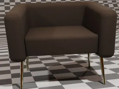 armchair chair with gold legs 3D model