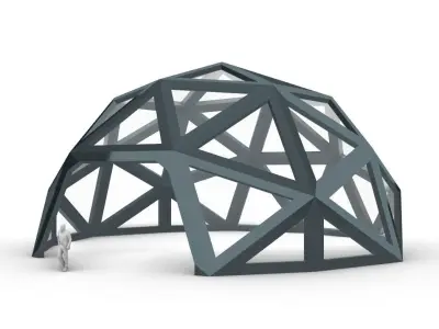 Geodesic Dome Large with Frame and Panels and Entryway 3D model