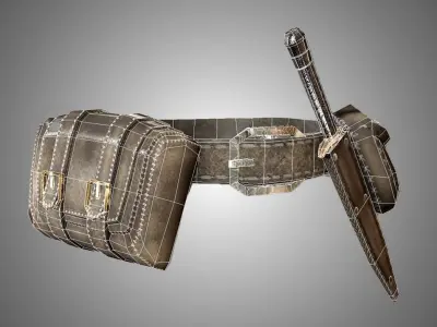 Warrior-Belt Low-poly game-ready with PBR-Texture Low-poly 3D model
