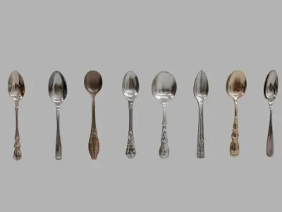 Spoons Collection Low-poly 3D model
