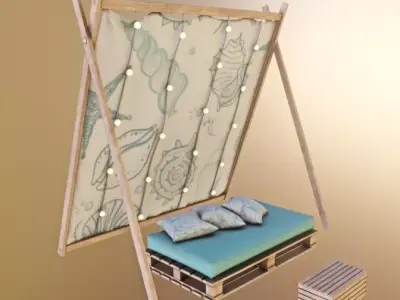 Set Beach Sofa Low-poly 3D model