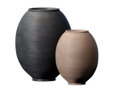 Decorative Fluted ceramic floor high vase modern home decoration 3D model