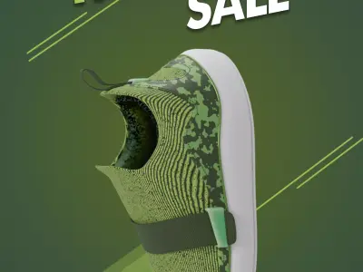 Sneakers Low Green High Detail Model 3D model