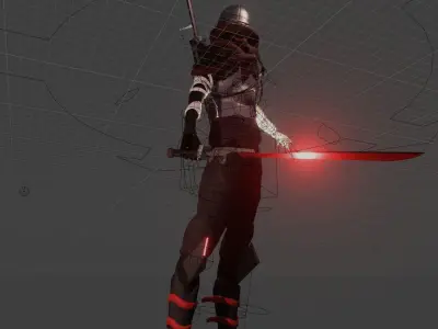 Cyberpunk Ninja Character - Low-poly 3D Model Free low-poly 3D model